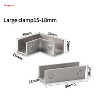 Magnifique porte de douche de salle de bain en acier inoxydable poteau mural carré support de panneau en verre trempé pinces d'angle Clips antidérapants