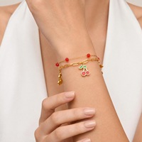 Novirassine Fijne RVS Sieraden Armbanden Groothandel Verguld Y2K Rode Kersen Fruit Hangertjes Sieraden Cadeauset