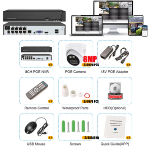 XMEye Outdoor Video <span class=keywords><strong>Security</strong></span> Kit 4K 8MP 4MP 4CH POE IP NVR-Kamerasystem Farbe Nachtsicht Audio aufzeichnung Gesichts erkennung Festplatte - Product Image 5