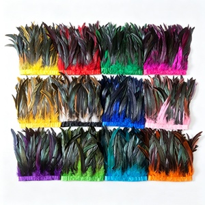 Frange de plumes de <span class=keywords><strong>coq</strong></span> teintées multicolores de 25-30 cm en gros pour costumes de carnaval, tenues, coiffes et <span class=keywords><strong>d</strong></span>écorations de cosplay - Product Image 1