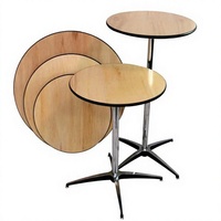 Table de bar ronde en bois massif, style moderne et minimaliste, avec pieds pliants réglables en hauteur, pour usage commercial, vente en gros d'usine