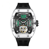 Nuevo Reloj Mecánico de Lujo para Hombre, Diseño de Esqueleto, Automático, Tourbillon, Transparente, Estilo Barril