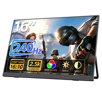 Moniteur portable Eimio 2.5K 240Hz Type-C Plug & Play pour ordinateur portable, écran double étendu de 16 pouces, extension d'écran pour ordinateur portable, OEM