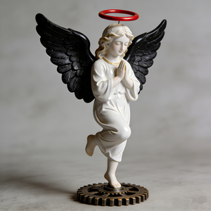 Statua di <span class=keywords><strong>Angelo</strong></span> in Preghiera, Figurina Religiosa <span class=keywords><strong>con</strong></span> <span class=keywords><strong>Ali</strong></span> <span class=keywords><strong>Nere</strong></span>, Decorazione per la Casa, Ornamento Commemorativo - Product Image 1