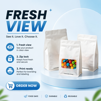 Sachet Doypack pour Grains de Café et Aliments pour Animaux de Compagnie de Qualité Alimentaire avec Soufflet Latéral, Fenêtre Transparente, Refermable, Conception Personnalisée