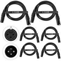 Câble de signal DMX à 3 broches, 1.2M, 3x0.3mm, connecteur XLR en métal noir, AC 85-265V, éclairage de scène LED, 6 pièces