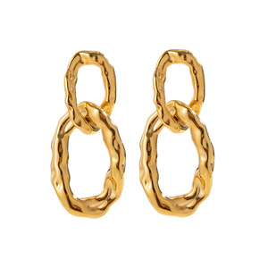 Pendientes de Cadena de Acero Inoxidable Chapados en Oro con Diseño de Seda Marina, Estilo Moderno, para Mujer, Uso Diario y Vacaciones - Product Image 2