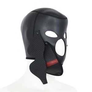 Capuche pour chiot en néoprène lisse BDSM Capuche complète avec masque buccal respirant Masque pour les yeux Jeu de rôle pour adulte - Product Image 6