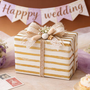Gold Stripe Pattern Gift <b>Wrapping</b> <b>Paper</b> Art <b>Paper</b> Coated Double Side <b>Roll</b> Style for Gift & Craft Packaging - Product Image 2
