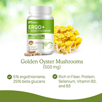 Complément Vegan d'Ergothionéine avec Champignon Oyster Doré et Bêta-Glucanes – Capsules de L-Ergothionéine – Supplément à base de Champignons