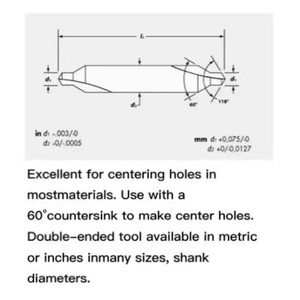 Broca de Centrado HSS DIN333 Tipo A de 1mm, 1.5mm, 2mm, 3mm, 2.5mm, 4mm, 5mm, 6mm, 6542 para Perforación de Metal - Product Image 3