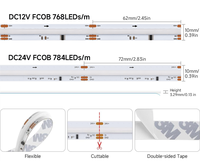 Bande LED COB numérique adressable RGBW FCOB SPI RGBW IC WS2814, lumière blanche chaude, froide et naturelle, DC12V 24V