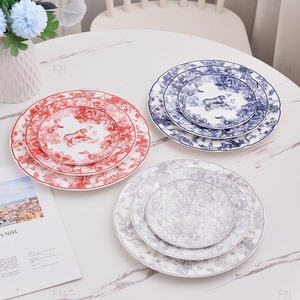 Lot de 3 assiettes en porcelaine grises de style occidental, personnalisables, écologiques, haute dureté, en céramique, pour mariages, vente en gros - Product Image 1