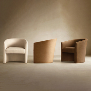 Canapé de sol au design minimaliste en laine d'agneau, fauteuil simple à dossier haut avec accoudoirs, chaise de salon - Product Image 1