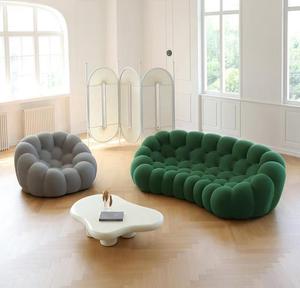 Canapé-lit design moderne de luxe extensible <span class=keywords><strong>en</strong></span> tissu <span class=keywords><strong>bulle</strong></span> coloré nid d'abeille incurvé pour salon - Product Image 2