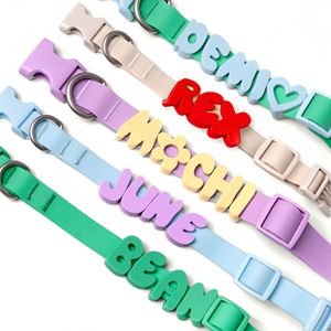 Collares personalizados para mascotas con letras de silicona, etiquetas con nombres para perros, gatos, tamaño pequeño, mediano y grande, diseño colorido y personalizable - Product Image 2
