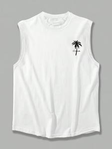 Camiseta Deportiva para Hombre, Poliéster/Algodón, Transpirable, Ecológica, Verano, Culturismo, Sin Mangas, con Bordado 3D - Product Image 1