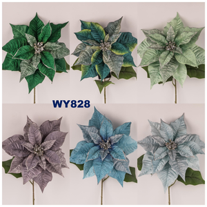 クリスマス卒業母の日イースター新年のお祝いの機会のための現実的な青い原始ポインセチアの花の茎 - Product Image 3
