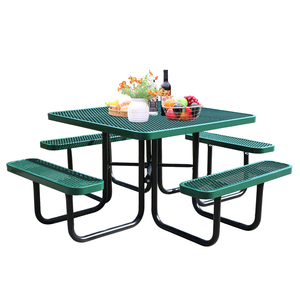 <span class=keywords><strong>Tavolo</strong></span> <span class=keywords><strong>da</strong></span> Picnic Commerciale <span class=keywords><strong>Quadrato</strong></span> in Metallo Espanso per Esterni con Panca, <span class=keywords><strong>Tavolo</strong></span> <span class=keywords><strong>da</strong></span> Pranzo in Acciaio per Patio, Giardino e Campeggio - Product Image 1