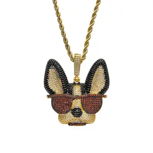 Colgante de latón personalizado para collar, joyería de estilo Hip Hop, para perro Chihuahua