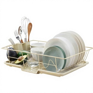 Escurridor de Platos de Metal Blanco con Portautensilios Desmontable y Bandeja de Drenaje, Organizador de Cocina de un Solo Nivel - Product Image 1