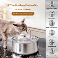 Distributeur d'eau automatique portable en acier inoxydable pour animaux de compagnie (chiens et chats) 4L avec capteur de niveau et filtration/purification de grande capacité
