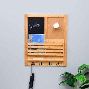 Treo Tường Thư Tổ Chức Móc Chìa Khóa Trang Trí Cho Trang Trí Nội Thất Tin Nhắn Hội Đồng Quản Trị Tre Tường Kệ Với Hộp Lưu Trữ Bảng Phấn - Product Image 4