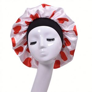 Bonnet en satin élastique imprimé 36*36cm avec large bande, foulard en soie, bonnets de nuit personnalisables avec logo pour femmes - Product Image 1