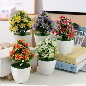 Vente en gros de mini bonsaï d'intérieur blanc écologique pour bureau Décoration de la maison Plante artificielle en pot en plastique pour table - Product Image 2