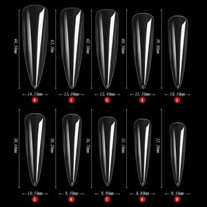 Misscheering 500pcs Ongles Conseils ABS Transparent Couleur Naturelle Sharp Demi Couverture Long Pointu <span class=keywords><strong>Faux</strong></span> Ongles Femme Ongles Conseils - Product Image 1