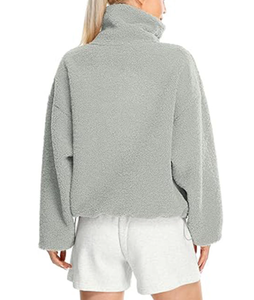 Artisan Custom Hot Selling Stand Collar Half Zip Fleece Pullover <strong>Hoodie</strong> Designer Warm and Fuzzy <strong>Women's</strong> <strong>Sherpa</strong> Jacket Streetwear - Product Image 2