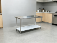Table de travail en acier inoxydable pour hôtels, restaurants, cuisines commerciales, facile à nettoyer, dimensions personnalisables, garantie 1 an, non.