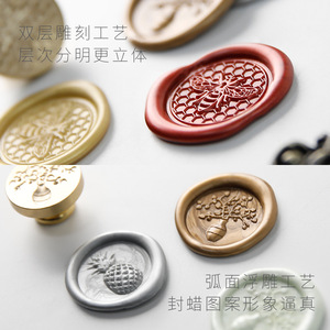 ชุดตราประทับขี้ผึ้ง 230 มม.x110 มม.x35 มม. พร้อมเม็ดขี้ผึ้ง 3 เม็ดและหัวทองแดงสำหรับปิดผนึกกระดาษ สมุดบันทึก กล่องของขวัญ - Product Image 2