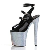 Sandales à plateforme en strass pour femmes, modèles élégants, sandales à plateforme gothiques, modèles de podium, boîte de nuit, pole dance, sexy, fétiche