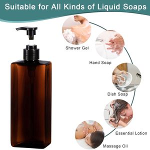 Bouteilles de shampooing en plastique PET ambré de 300 ml et 500 ml avec pompe à lotion pour les soins quotidiens du corps et les emballages cosmétiques - Product Image 4