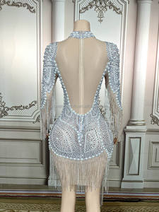 NOVANCE Y2565 Navidad elegante perlas borlas diamante Vestido Mujer cristal <span class=keywords><strong>dama</strong></span> <span class=keywords><strong>de</strong></span> <span class=keywords><strong>honor</strong></span> vestidos para boda fiesta - Product Image 6