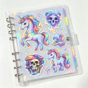 Étiquettes holographiques découpées sur mesure, panneaux adhésifs imprimés en vinyle imperméable, autocollants holographiques laser argentés arc-en-ciel UV - Product Image 2