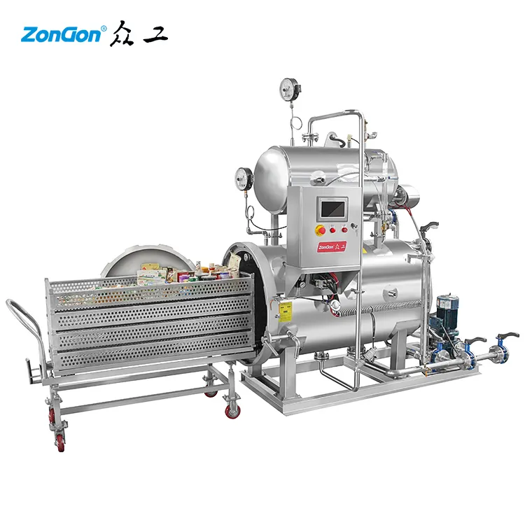 200 Liter Small Size Pilot Retort Autoclave For Trial Sterilization Manufacturing Plant Food Beverage Factory Water Spray 9KW