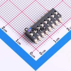 DSIC08LS-P DIP Switch SMD-16P,6x20.3mm Switch Flat Toggle, Raised Type Single Pole Single Throw 8 Gull Wing Type - Product Image 1