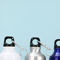 Bouteille d'eau en aluminium personnalisée, portable, pour le sport, avec mousqueton, anti-fuite, à paroi simple, pour les voyages en plein air