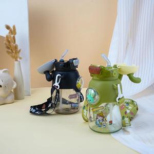Cartoon Children's Water Cup High Value Cute Doll Student Portable Straw Bottle Plastic Cups Wholesale School Gifts - Product Image 5