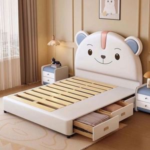 Lit de jour en bois sur le thème de l'ours pour enfants, design moderne et simple, confortable, rembourré, lit double - Product Image 5