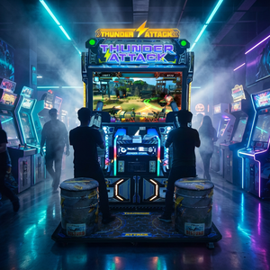 <span class=keywords><strong>Jeu</strong></span> de tir en métal Thunder Attack - Double canon pour 2 joueurs, batailles sur grand écran, expérience immersive, jeux à monnayeur - Product Image 4