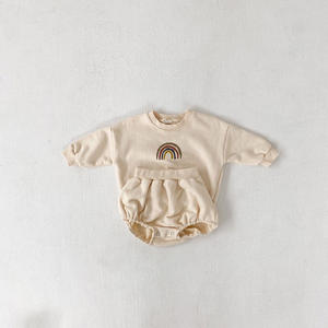 Nuevo Diseño Conjuntos para Recién Nacidos Ropa de Bebé Arcoíris Unisex de Algodón, Mamelucos y Pantalones Cortos, Conjunto de Ropa Infantil Casual Completo, Servicio OEM, Color Liso, Otoño - Product Image 3