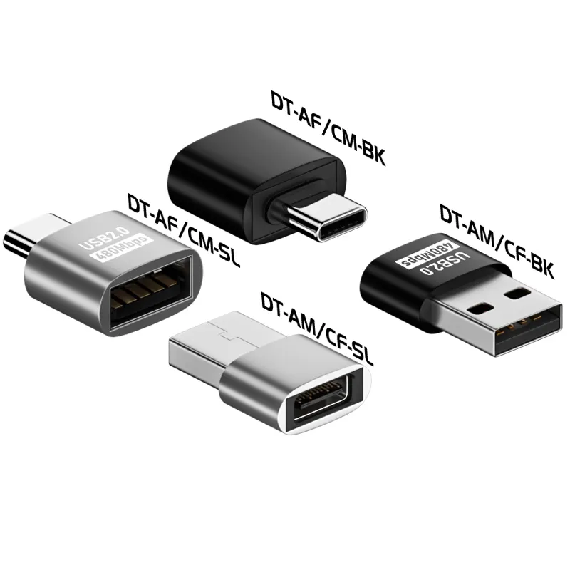 Adaptor konverter USB 2.0 C pria ke USB A Female, konektor OTG 480Mbps 3A colokan daya tipe-c