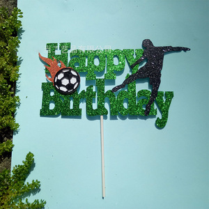 Feliz cumpleaños fútbol pastel Topper jugador de fútbol pastel decoraciones Niño/niña deportes pastel Topper - Product Image 6