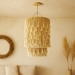 B2BArt Macram contemporain en fibre d'art pour chambre d'amis fournit un abat-jour <span class=keywords><strong>de</strong></span> source durable avec long gland et acoustique - Product Image 2