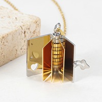 Collier médaillon en acier inoxydable 316L plaqué or 18 carats avec logo personnalisé pour cadeaux de fête des Mères - Vente en gros