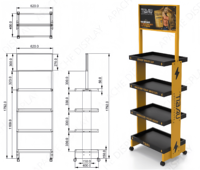 Étagère de présentation de suppléments en bois à plusieurs niveaux détachable - Étagère de point de vente pour magasin de sport/fitness pour aliments