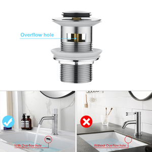 Stainless Steel Universal Overflow Type <b>Bathroom</b> sink Wash Basin Stopper Filter pop up <b>drain</b> - Product Image 2
